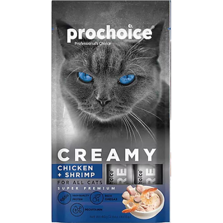 PROCHOICE CAT CREAMY CHICKEN-SHRIMP 4x15GR 60GR