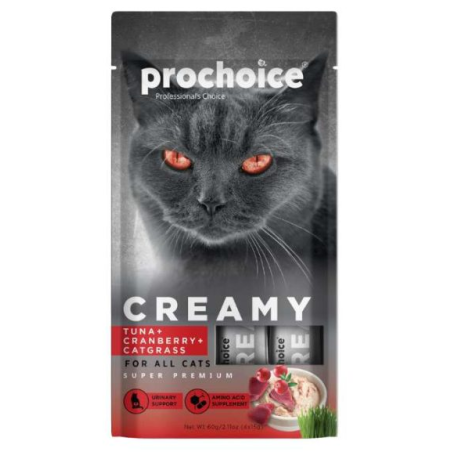 PROCHOICE CAT CREAMY TUNA-CRANB.-CATGRASS 4x15GR 60GR