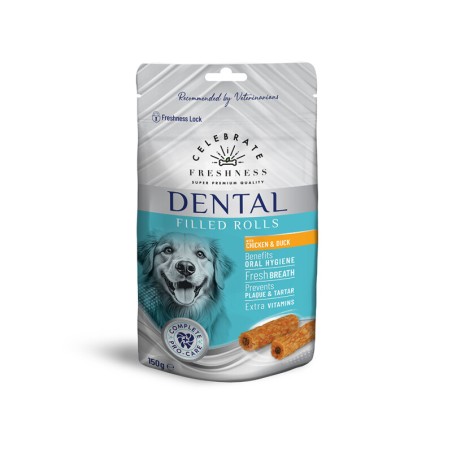 CELEBRATE DENTAL FILLED ROLLS CHICKEN&DUCK 150GR