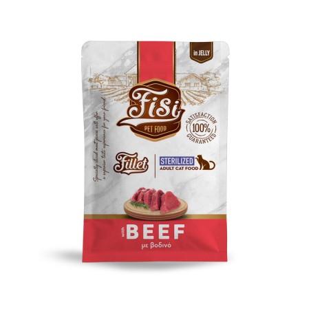 FISI CAT STERILIZED ΦΑΚ. FILLET ΒΟΔΙΝΟ ΣΕ ΖΕΛΕ 85GR