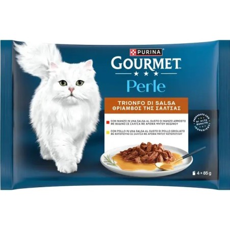 GOURMET PERLE ΦΑΚΕΛΑΚΙ MP ΚΟΤΟΠΟΥΛΟ-ΒΟΔΙΝΟ ΣΑΛΤΣΑ 4X85GR